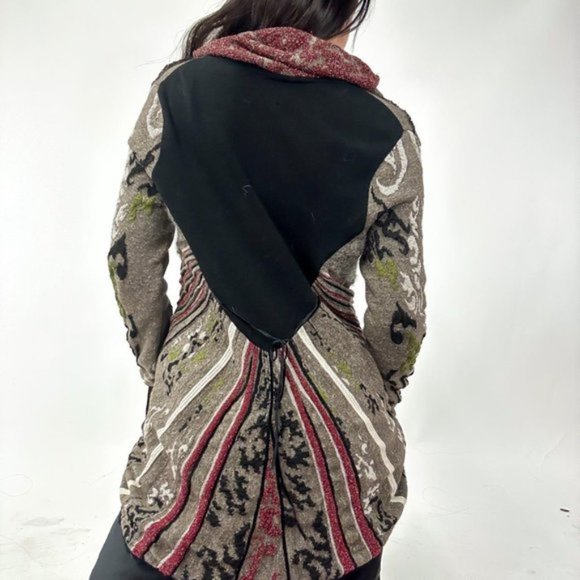 Tricot Chic 90s knit Italian print cardigan with front buttons - Picture 3 of 7